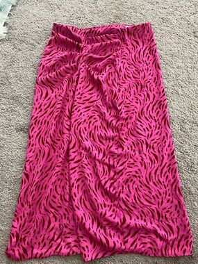 Nine West Hot Pink and Black Animal Print Maxi Skirt